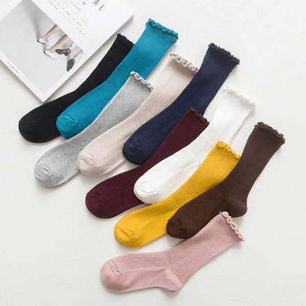 Sale Wavy Edge High Ankle Easy Colors Socks