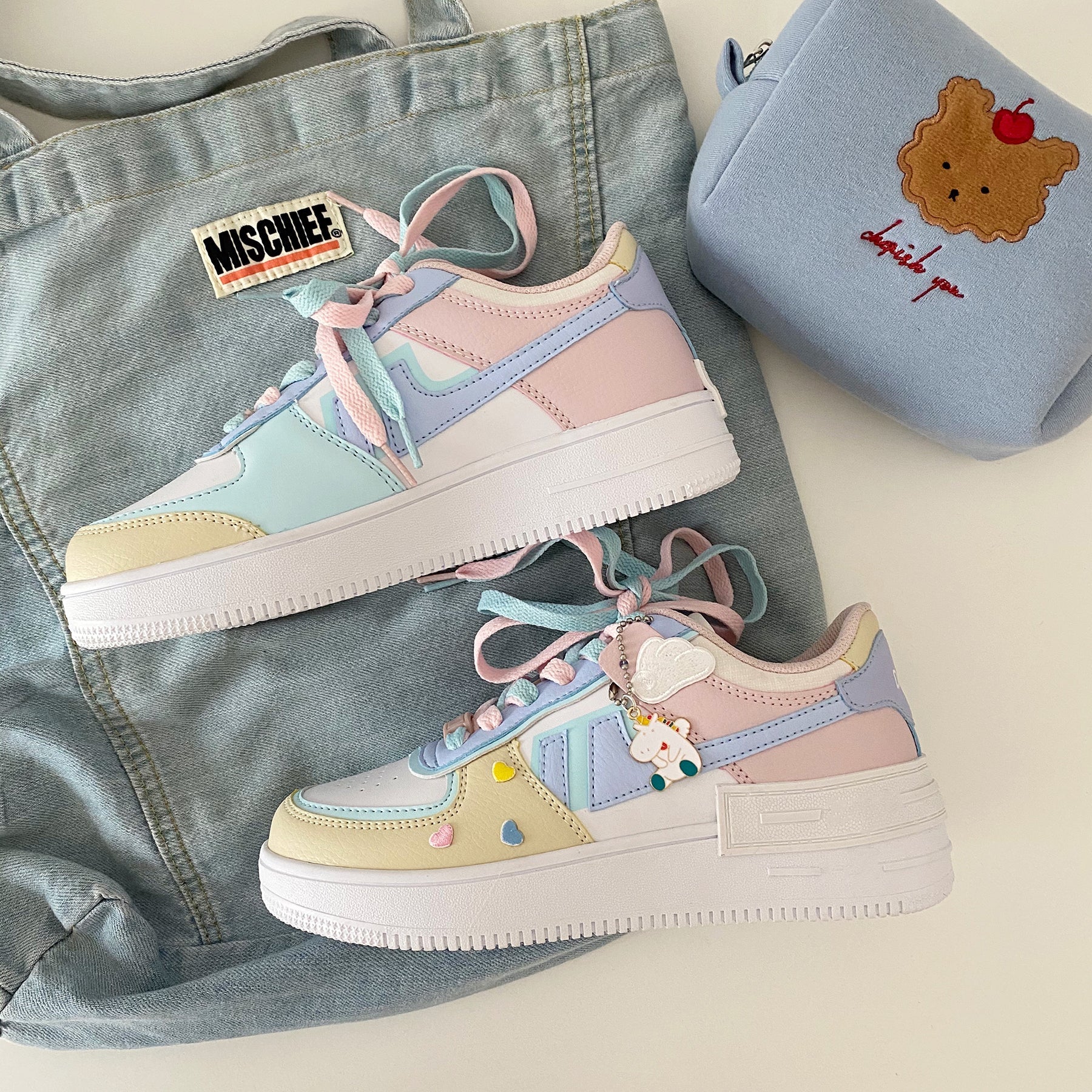 Soft Girl Aesthetic Cute Pastel Patches Sneakers