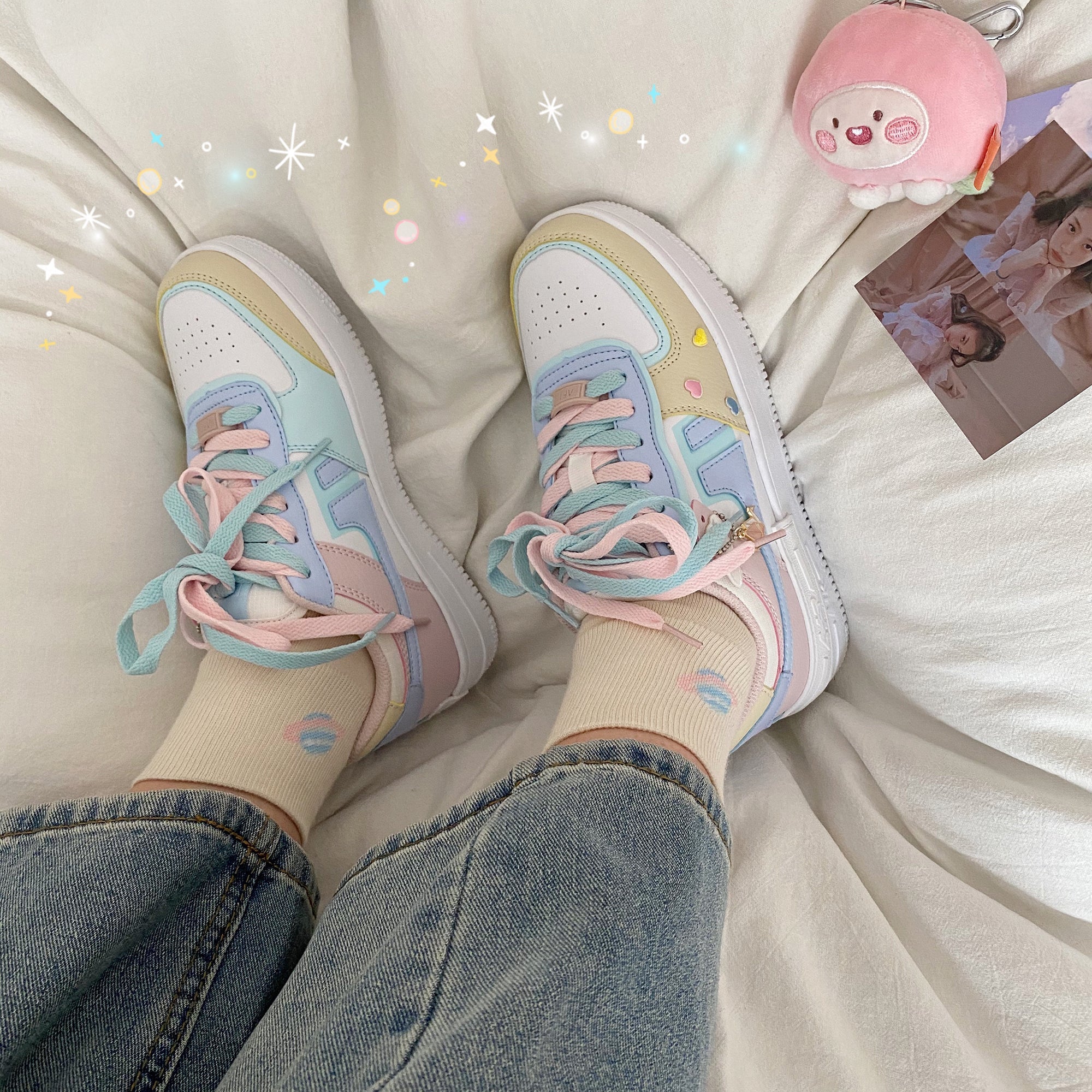 Soft Girl Aesthetic Cute Pastel Patches Sneakers