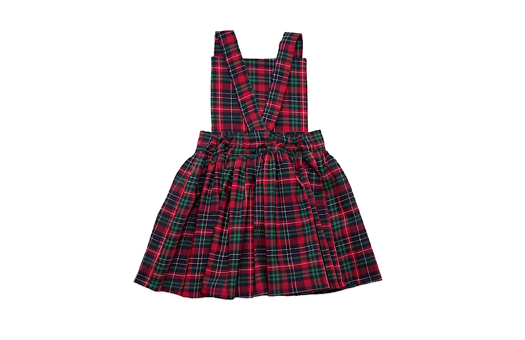 Holiday Pinafore Dress in Tartan