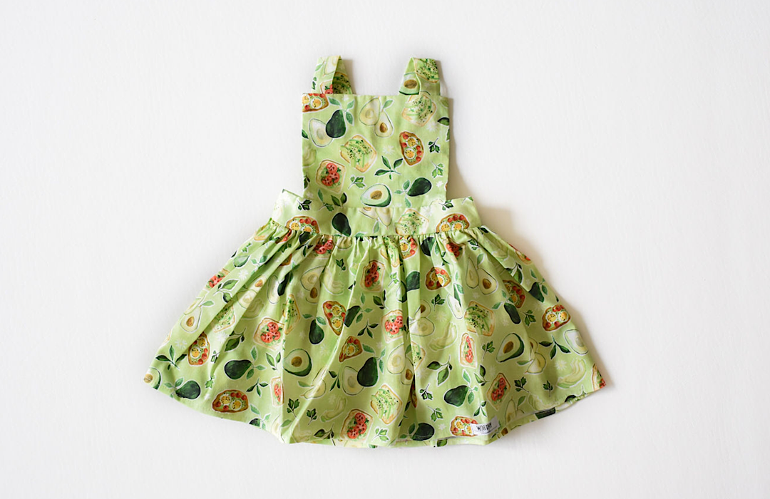 Girls Pinafore Dress in Avocado Toast