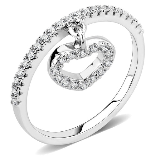 3W1579 Rhodium Brass Ring with AAA Grade CZ in
