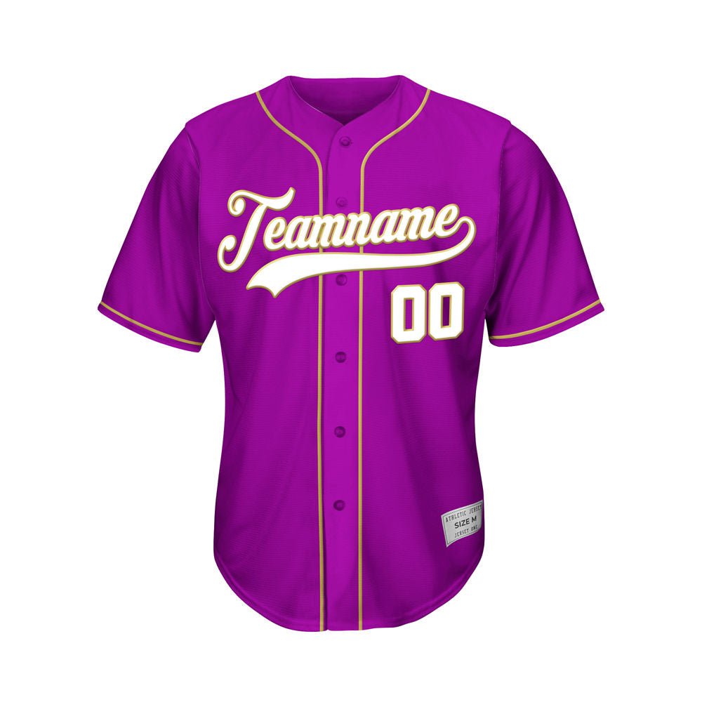 Custom Purple Button Down Hipster Baseball Jersey