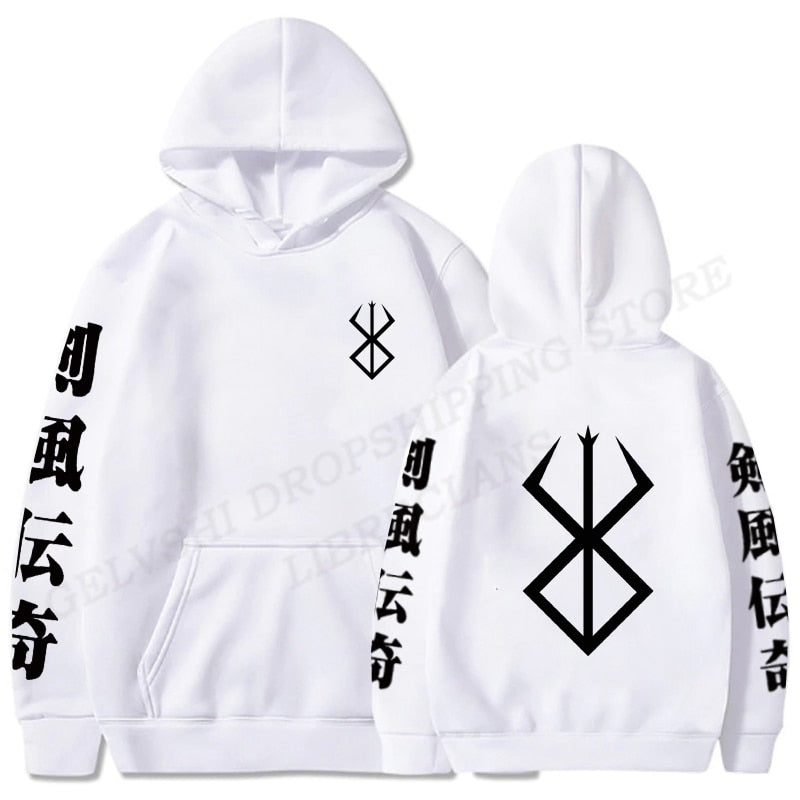 Berserk Logo Hoodie Men Fashion Coat Japanese Anime Hoodies Kids Hip Hop Hoodie Women Sweatshirt Coat Boy Pullover Mens Clothing