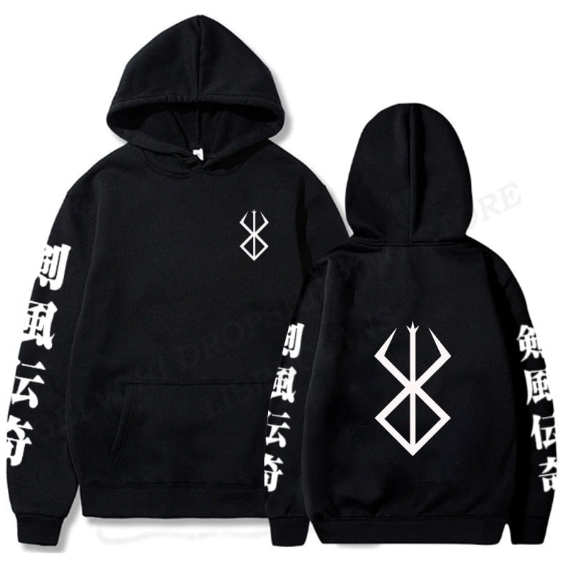 Berserk Logo Hoodie Men Fashion Coat Japanese Anime Hoodies Kids Hip Hop Hoodie Women Sweatshirt Coat Boy Pullover Mens Clothing