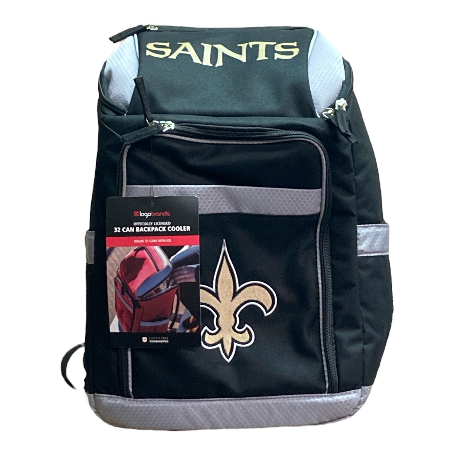 Logo Brands Officially Licensed NFL 32-Can Backpack Cooler (New Orleans Saints)
