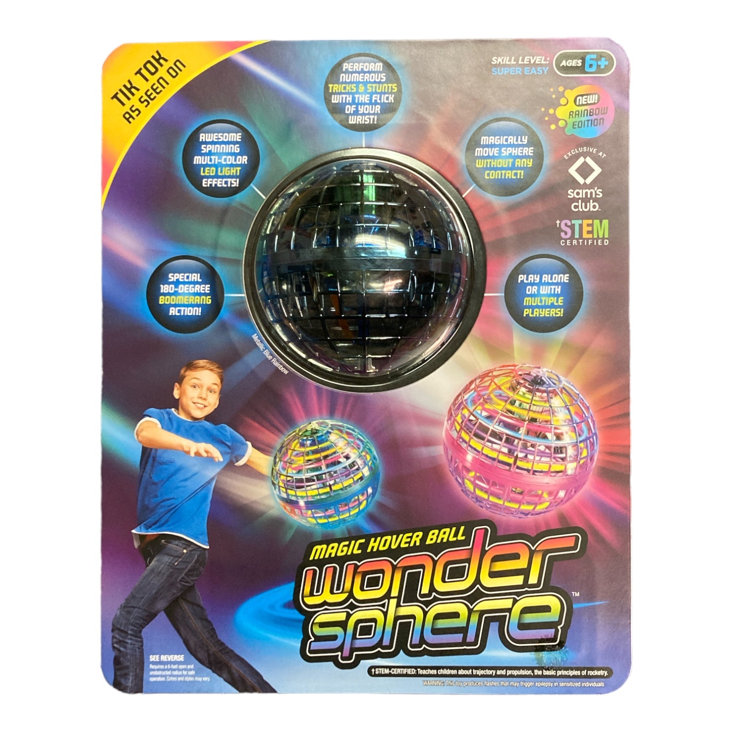 Wonder Sphere Magic Hover Ball, Rainbow Edition (Blue)