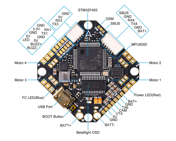 BETAFPV F4 2-3S 20A AIO Brushless Flight Controller, For HD 2-3S HD Whoop Quadcopter Like Pavo Pico/Pavo20/Pavo20 Pro/Pavo Femto