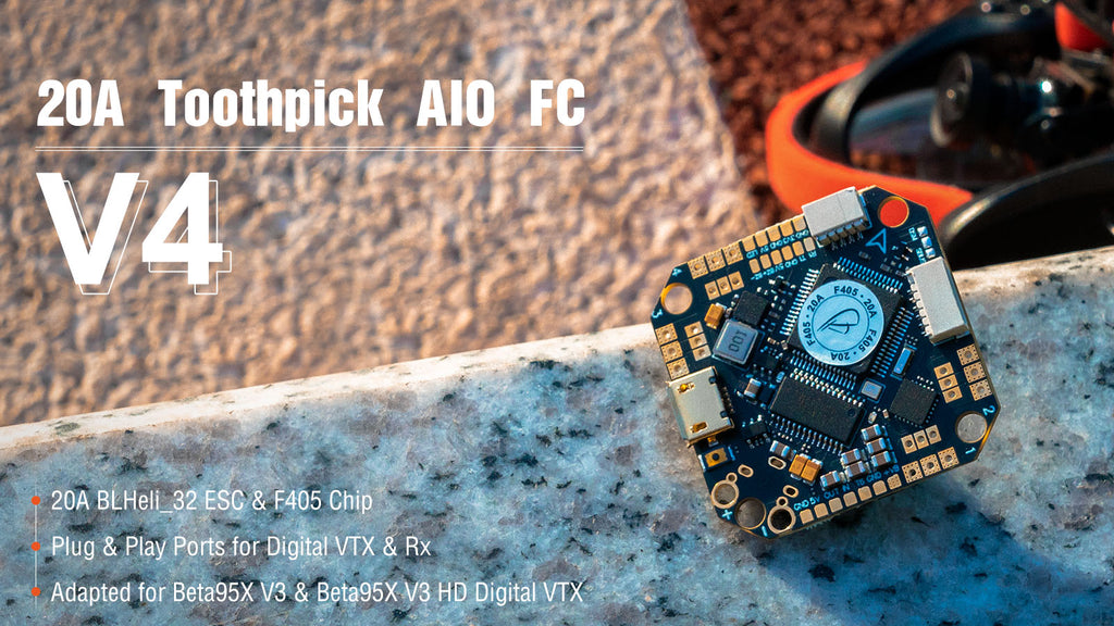 Toothpick F405 2-4S AIO Brushless Flight Controller 20A (BLHELI_32) V4