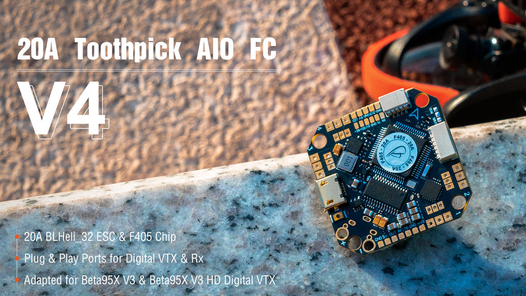 Toothpick F405 2-4S AIO Brushless Flight Controller 20A (BLHELI_32) V4