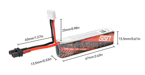 LAVA 2S/3S/4S 550mAh 75C Battery (2PCS)