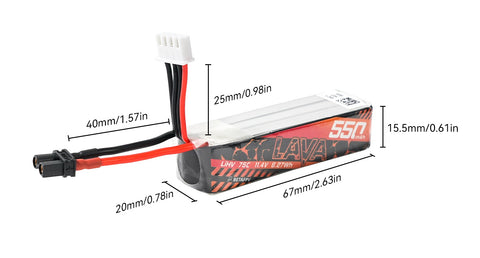 Batteria LAVA 2S/3S/4S 550mAh 75C (2 PZ)