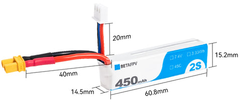 300mAh 3S 45C Lipo Battery S-Version (2PCS) – BETAFPV Hobby