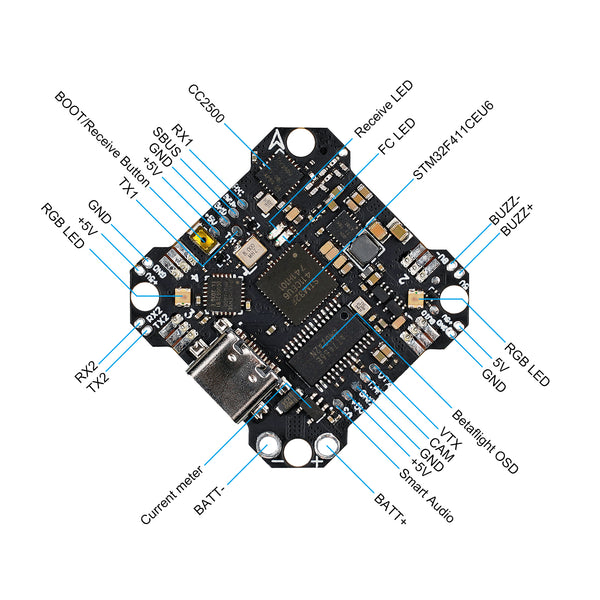 F4 1S 12A AIO Brushless Flight Controller + ELRS Receiver