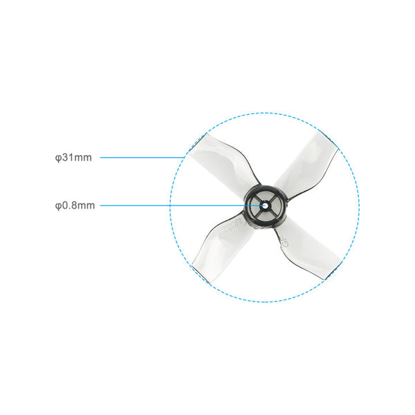 Gemfan 31mm 4-blade Micro Whoop Propellers (1.0mm hole)