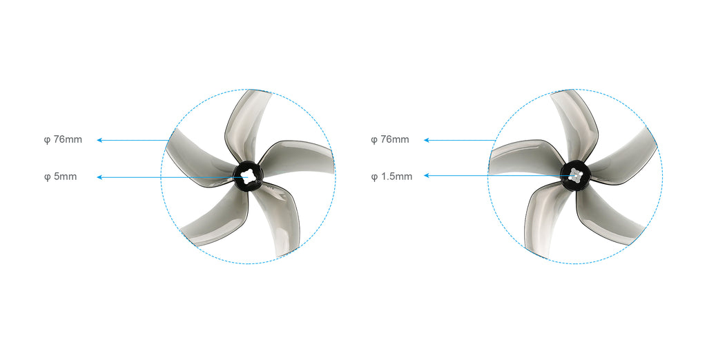 Gemfan D76 5-Blade Propellers 5mm Shaft