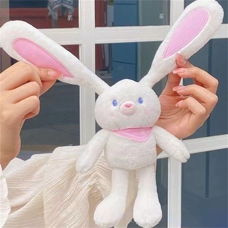 FYY Pulling Rabbit Plush Doll Key Chain Soft Stuffed Toys Keychains Plush Pulling Rabbit Pendant Schoolbag Car With Ears Bunny