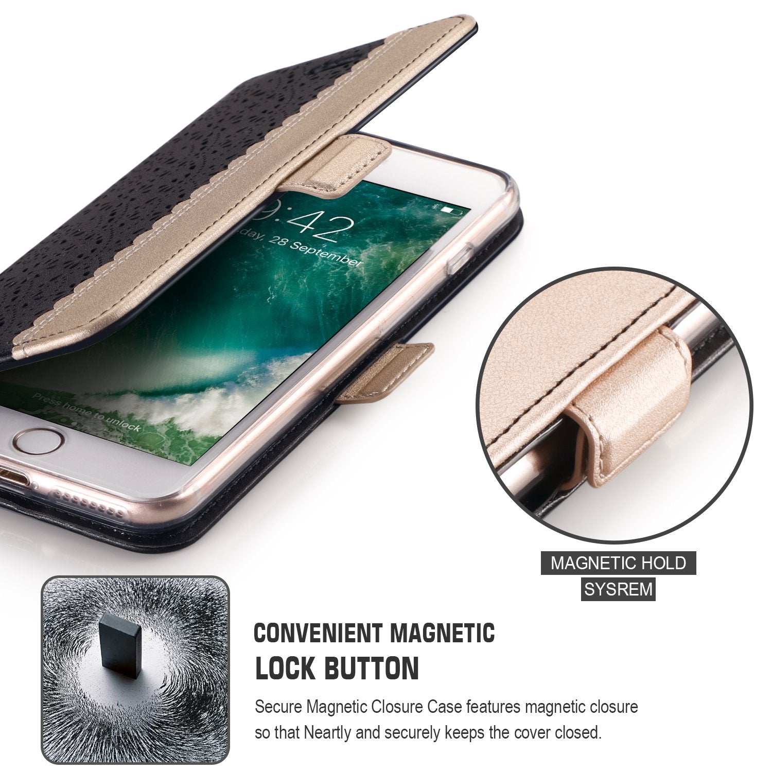 [RFID Blocking] Leather Case for iPhone 7 Plus/8 Plus