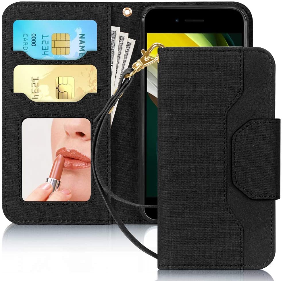 Wallet Case with Mirror for iPhone SE 2020, iPhone 7/8 4.7