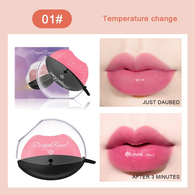 Lip-shaped Lipstick Makeup Temperature Color Changing Lazy Lipstick Velvet Matte Moisturizing Lip Gloss Waterproof Non-stick Cup