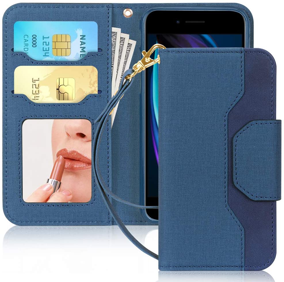 Wallet Case with Mirror for iPhone SE 2020, iPhone 7/8 4.7