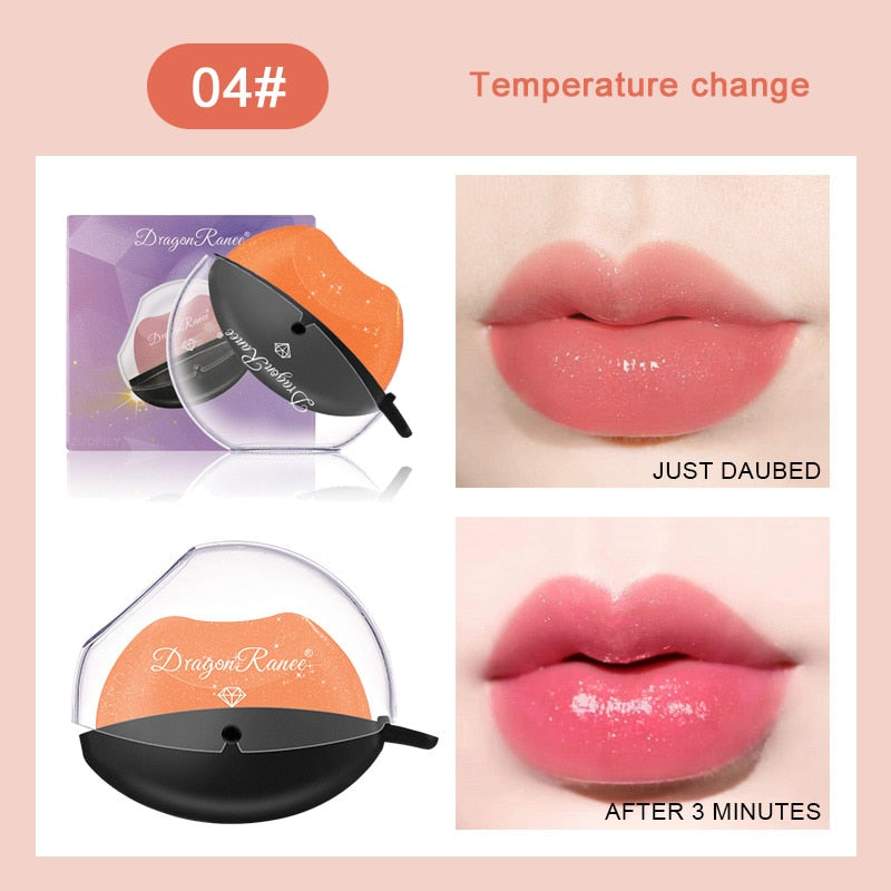 Lip-shaped Lipstick Makeup Temperature Color Changing Lazy Lipstick Velvet Matte Moisturizing Lip Gloss Waterproof Non-stick Cup