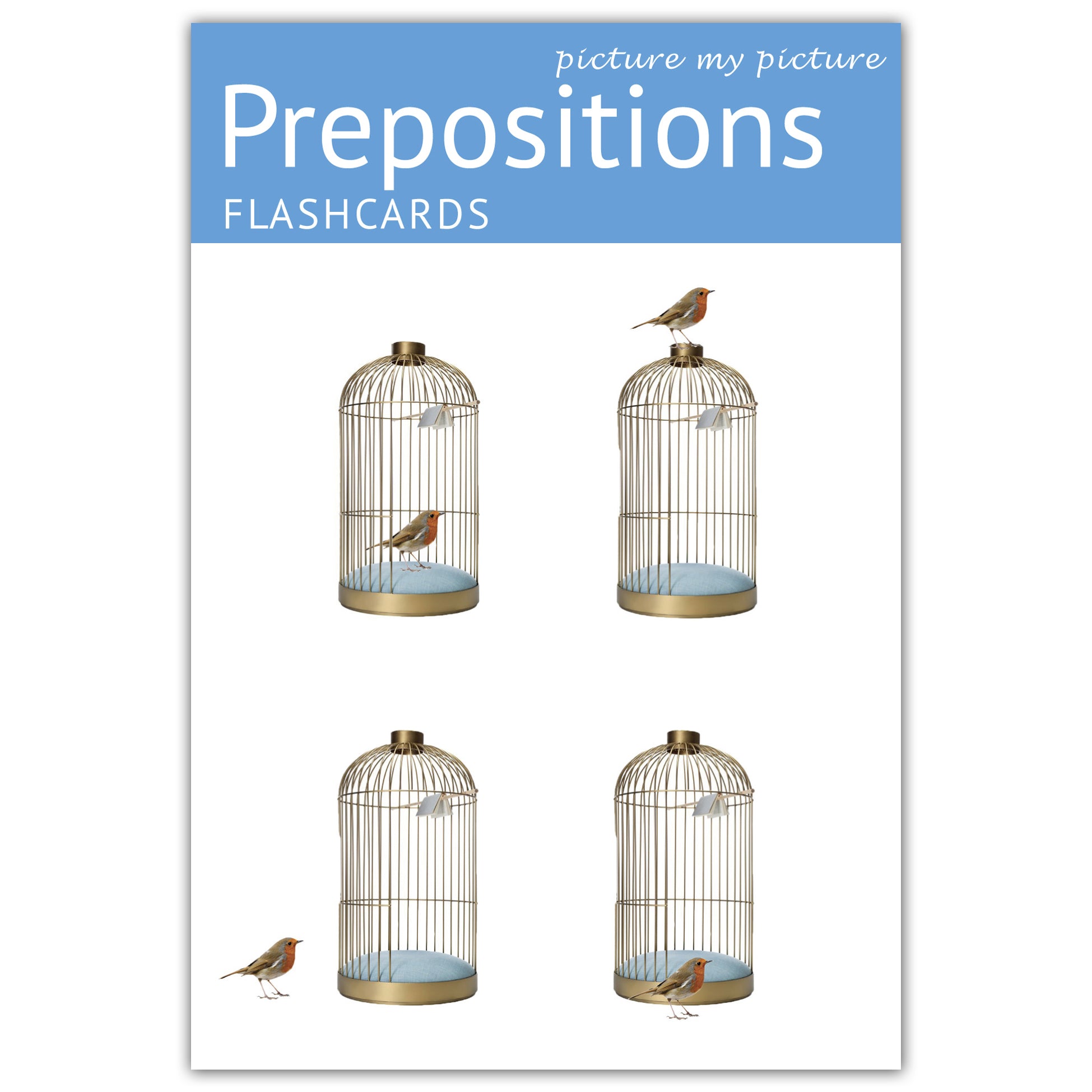 Prepositions Flashcards: 40 Positional Language Photo Cards