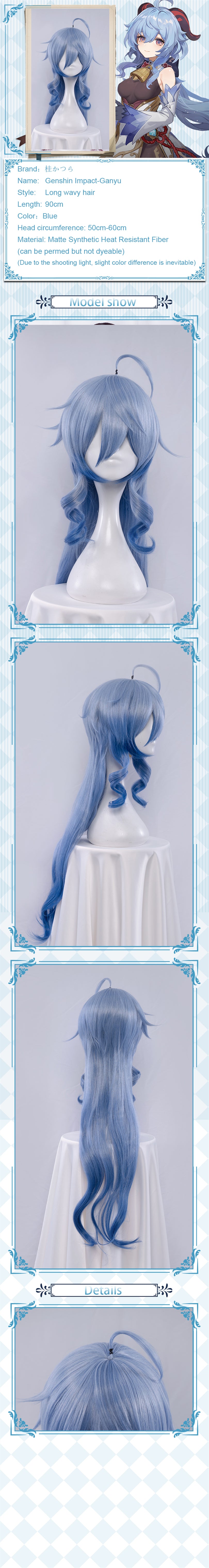 Uwowo Genshin Impact Cosplay Ganyu Plenilune Gaze Cosplay Wig 90cm Blue Wavy Hair 12 Uwowo Genshin Impact Cosplay Ganyu Plenilune Gaze Cosplay Wig 90cm Blue Wavy Hair -Uwowocosplay Shop 47d3df3a9bc2c12cc1dc4ead11373877