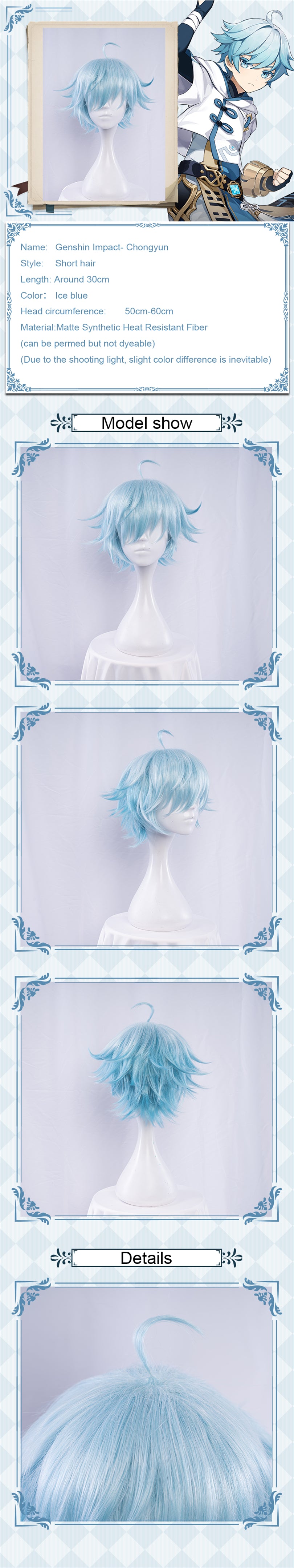Uwowo Game Genshin Impact Chongyun Frozen Ardor Cosplay Wig 30cm Ice Blue Short Hair 12 Uwowo Game Genshin Impact Chongyun Frozen Ardor Cosplay Wig 30cm Ice Blue Short Hair -Uwowocosplay Shop 48344d10e7971a7f0f32fe418ed4622b