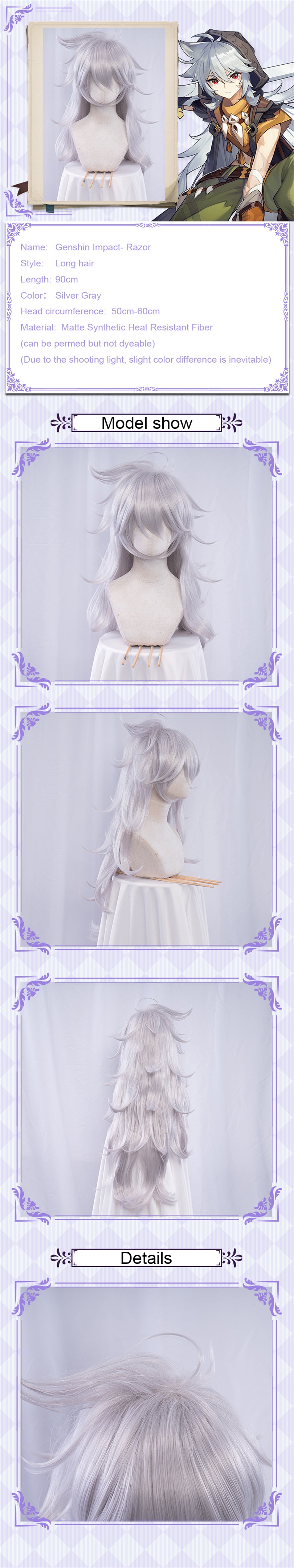 Uwowo Game Genshin Impact Razor Wolf Boy Cosplay Wig 90cm Sliver Gray Long Hair 14 Uwowo Game Genshin Impact Razor Wolf Boy Cosplay Wig 90cm Sliver Gray Long Hair -Uwowocosplay Shop b41c05dd76c1f0cf5c75b2ccfa870e24