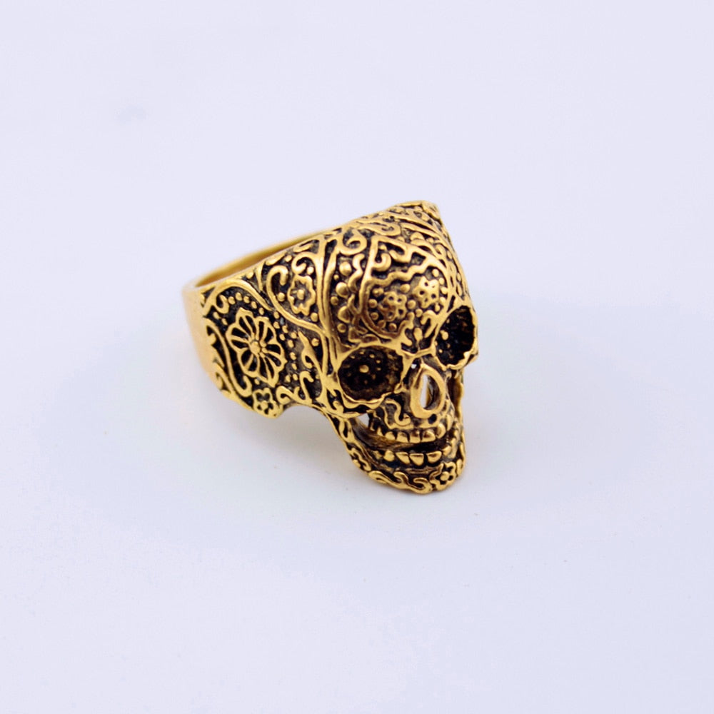 12 Pieces Mix Big Skull Rings Jewelry Fashion Silver Color Black Gun Plated Statement Punk Big