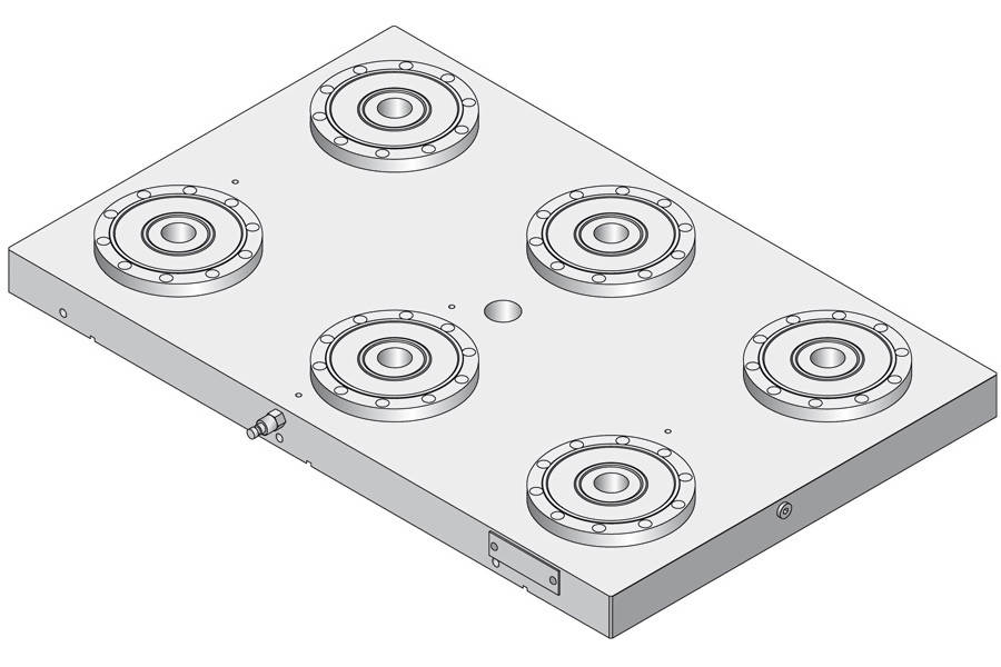 System 3R C240570, Base plate 6-fold PSP, 200 mm, without bores