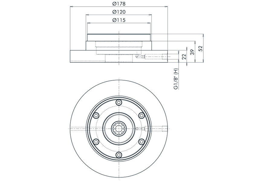 System 3R C260320, Chuck HSP built-up with flange with mounting bores