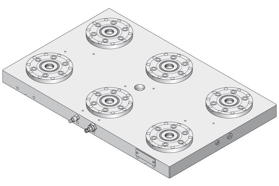 System 3R C291570, Base plate 6-fold PHP, 200 mm, without bores