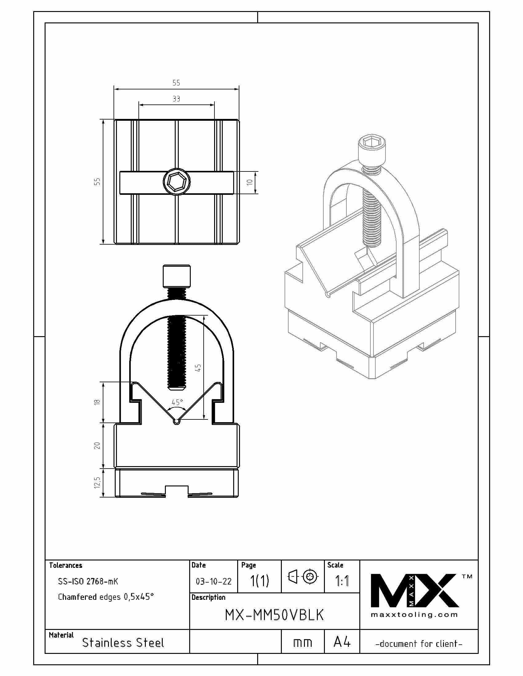 MaxxMacro 54 HP Vblock WEDM V-block Holder