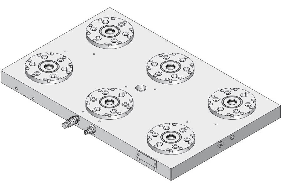 System 3R C281590, Base plate 6-fold HHP, 200 mm, without bores, indexing with indexing option