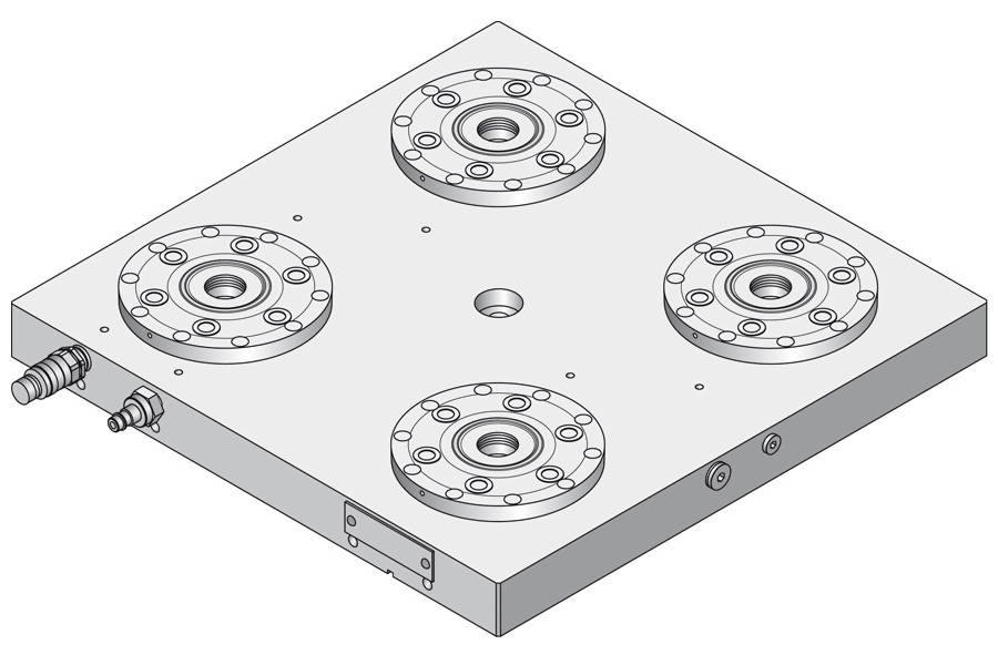 System 3R C281520, Base plate 4-fold HHP, 200 mm, without bores
