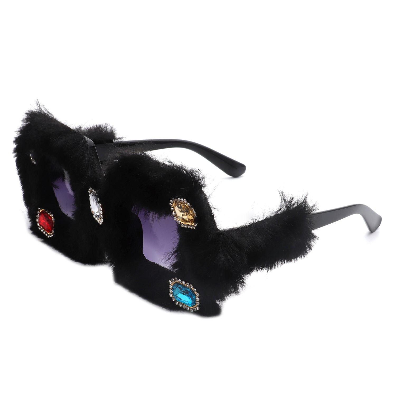 Oswil - Women Oversize Fuzzy Luxury Party Fashion Fur Square Sunglasses