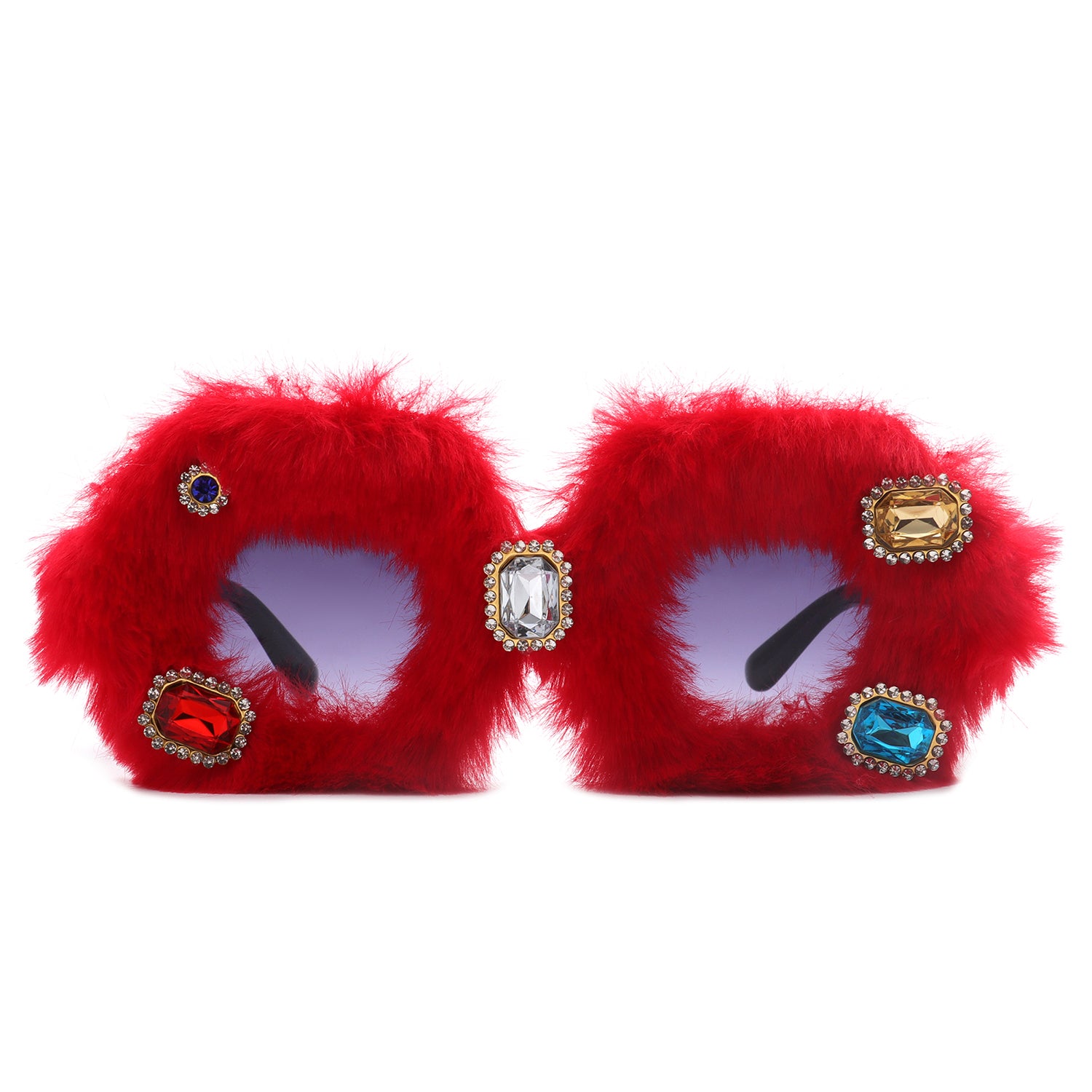 Oswil - Women Oversize Fuzzy Luxury Party Fashion Fur Square Sunglasses