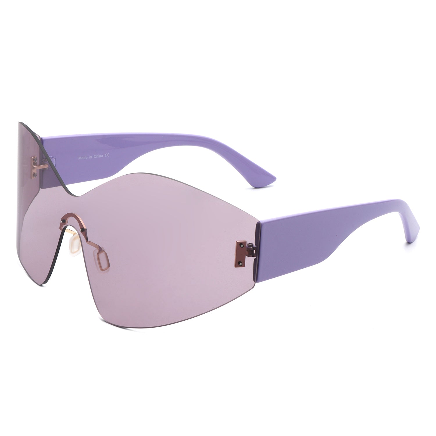 Electra - Oversize Rimless Wraparound Shield Tinted Fashion Sunglasses