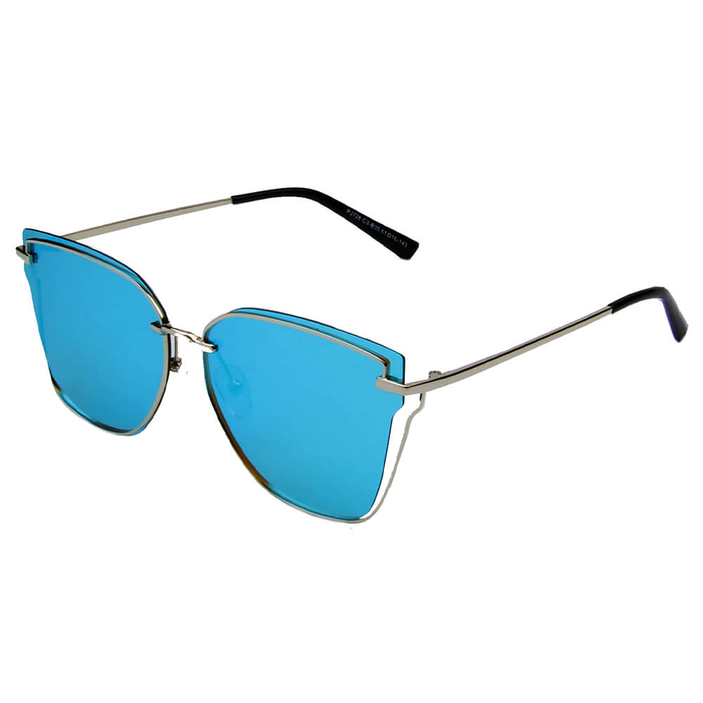 MURCIA | Women Fashion Block Cat Eye Flat Lens Wire Art Polarized Sunglasses