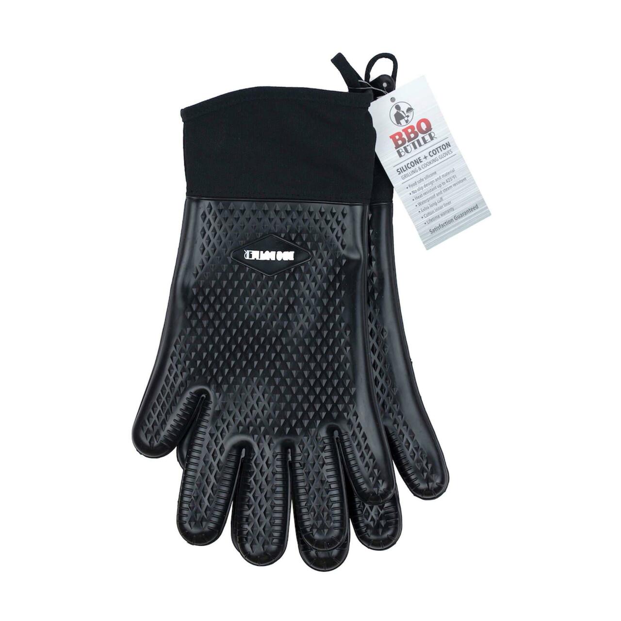 The BBQ Butler - HEAT RESISTANT SILICONE COTTON LINED GLOVES - 2 GLOVES