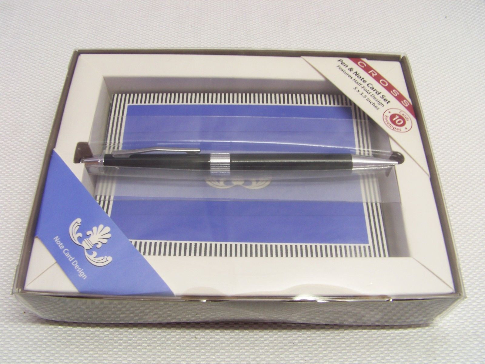 Cross Gilford Ballpoint Pen Lacquer with Chrome Appointments & Notecard Set