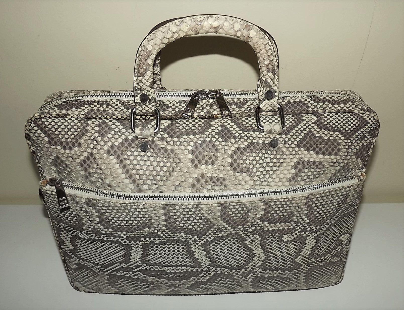 Baglioni Italia Vero Pitone Genuine Python Snakeskin Laptop Briefcase Natural