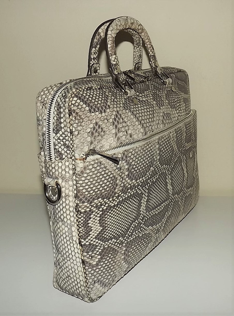 Baglioni Italia Vero Pitone Genuine Python Snakeskin Laptop Briefcase Natural