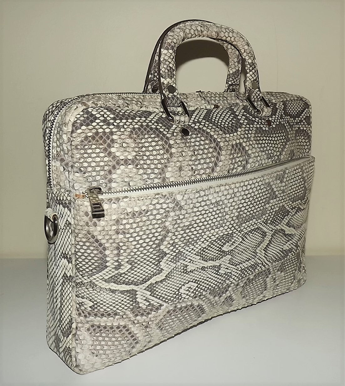 Baglioni Italia Vero Pitone Genuine Python Snakeskin Laptop Briefcase Natural