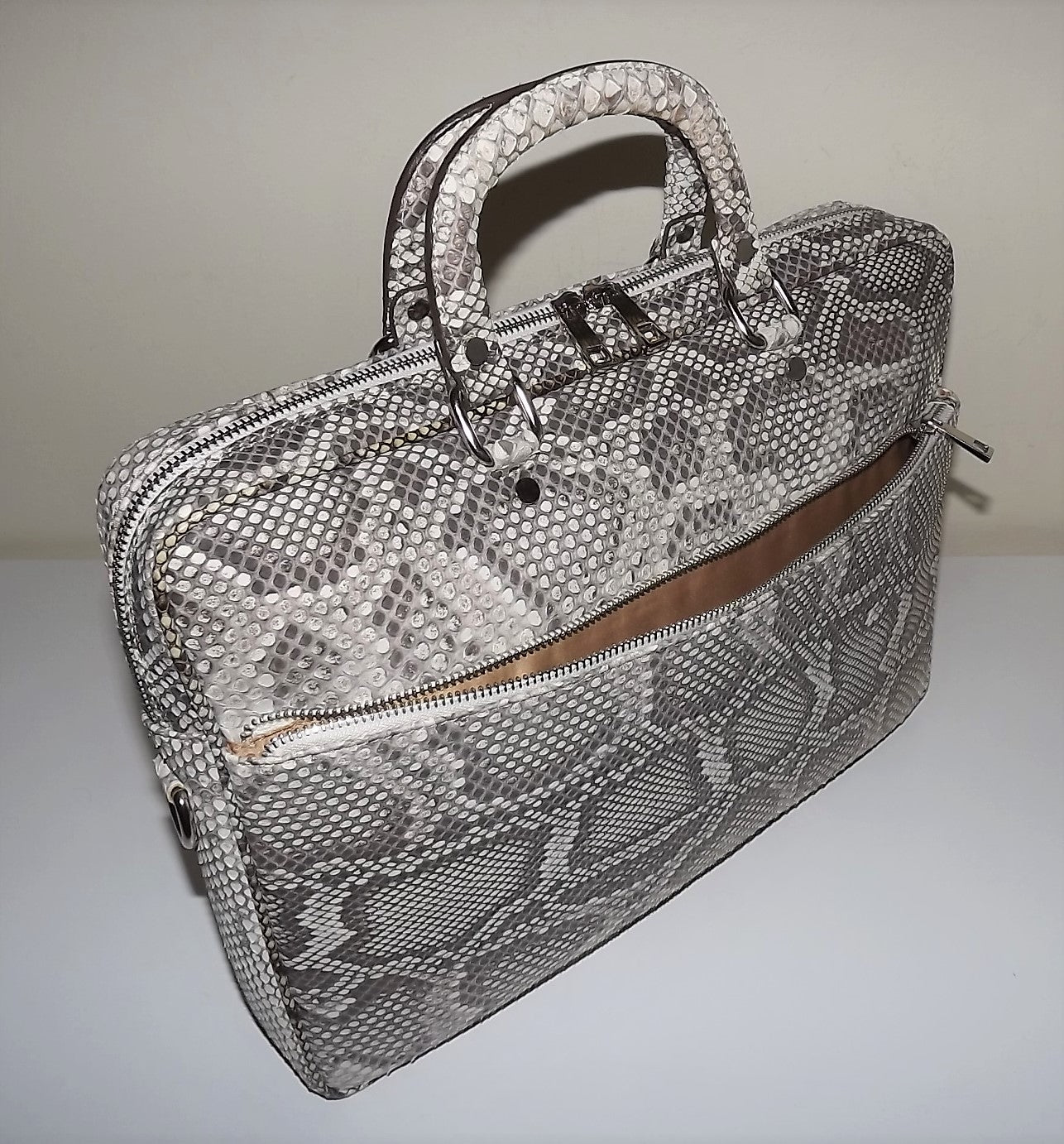 Baglioni Italia Vero Pitone Genuine Python Snakeskin Laptop Briefcase Natural