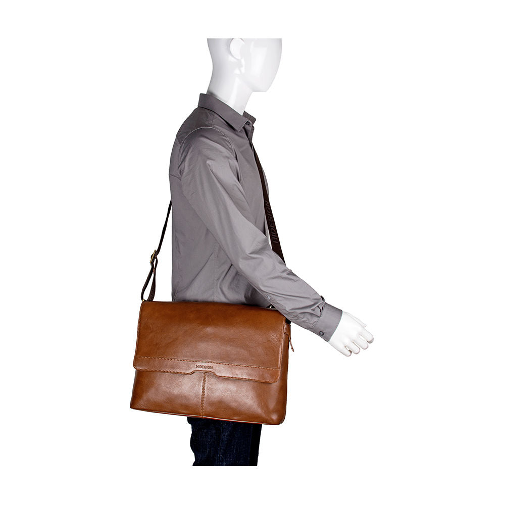 Hidesign Helvellyn Leather Laptop Messenger Brief Bag Tan