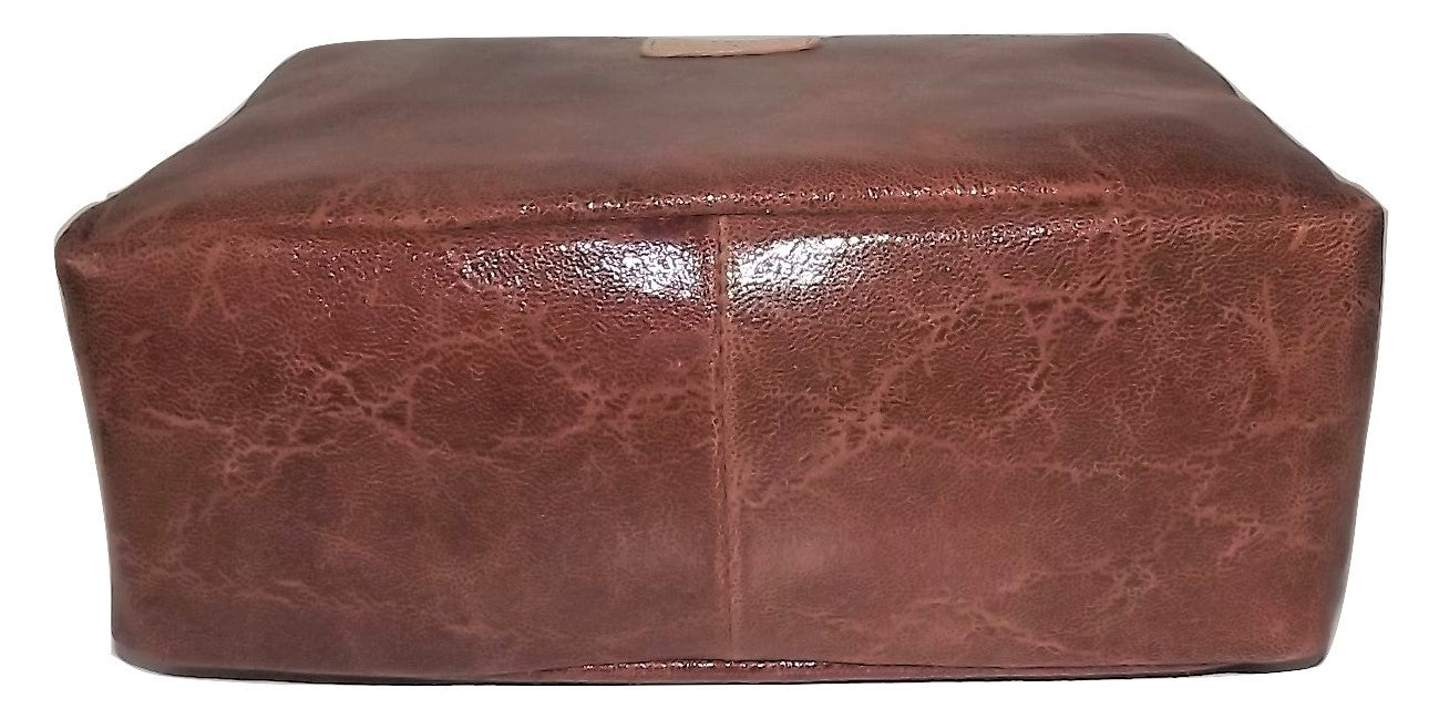 Moscardini Firenze Tuscan Leather Top Zip Toiletry Shave Kit Cognac