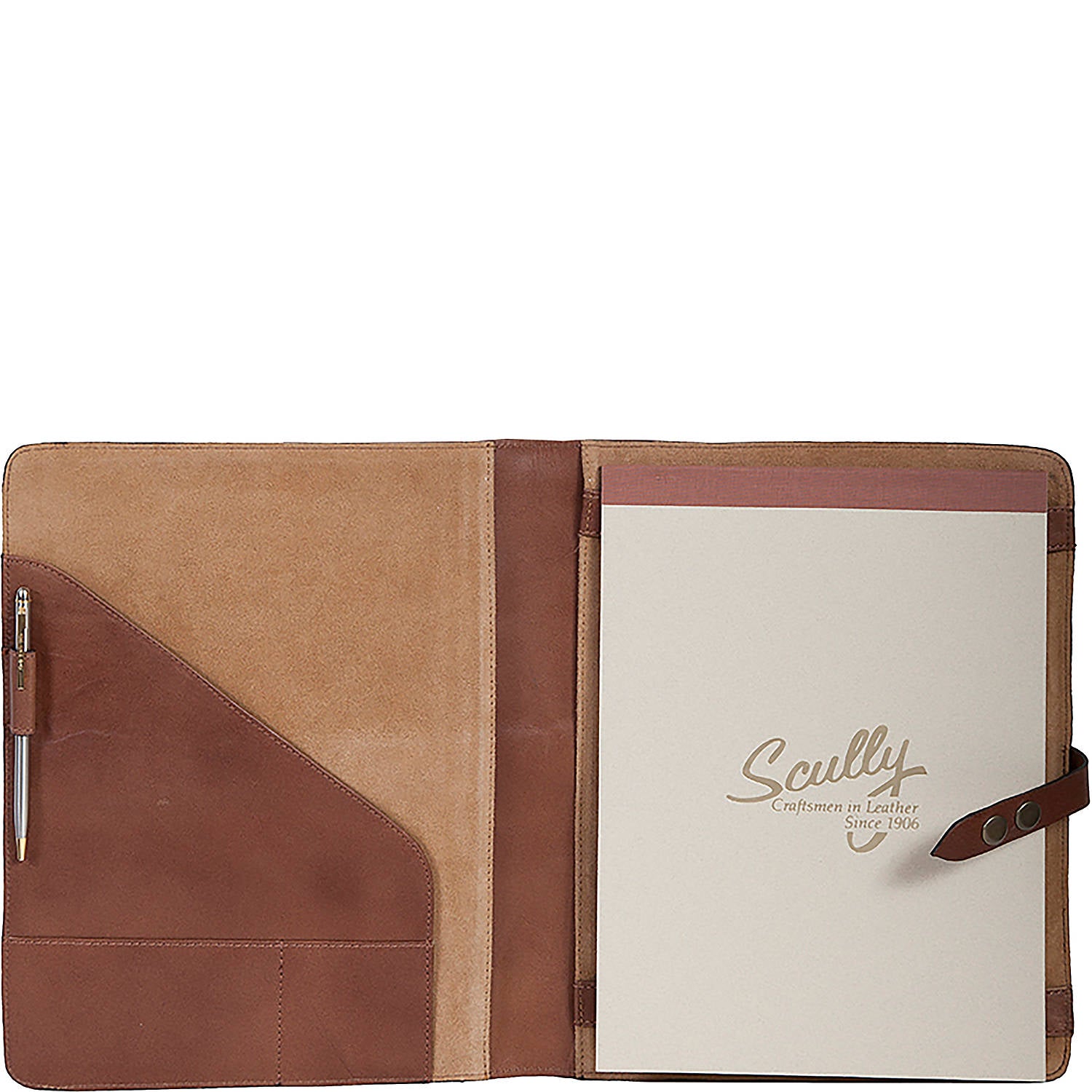 Scully Italian Leather Snap Closure Letter Writing Pad with Pen Brown